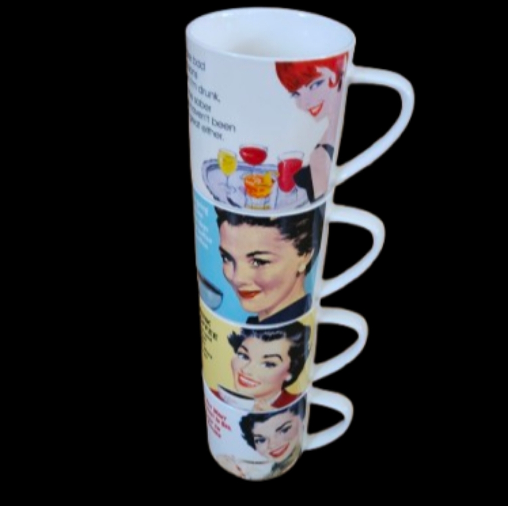Ephemera Retro Humor Mugs Set of 4